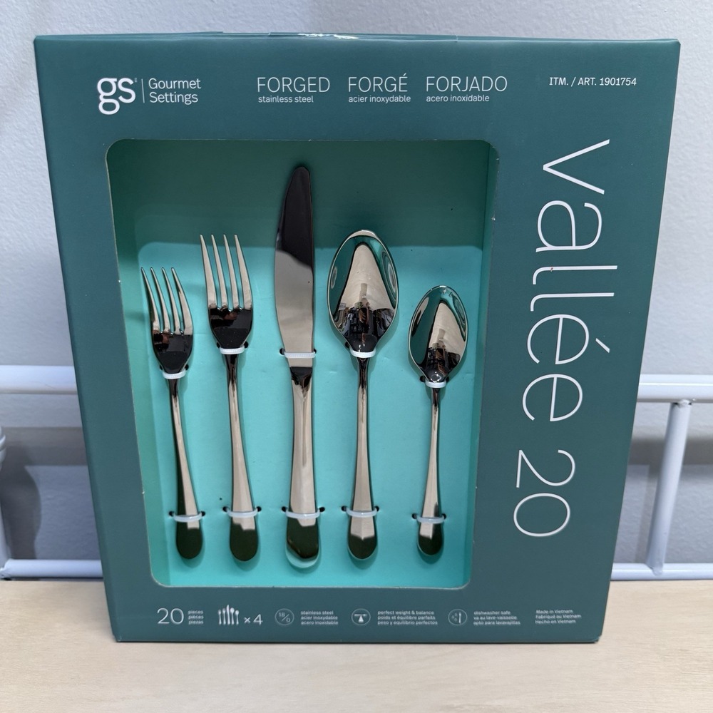 Gourmet Settings Vallee 20 Piece 18/0 Forged Stainless Steel Flatware Set
